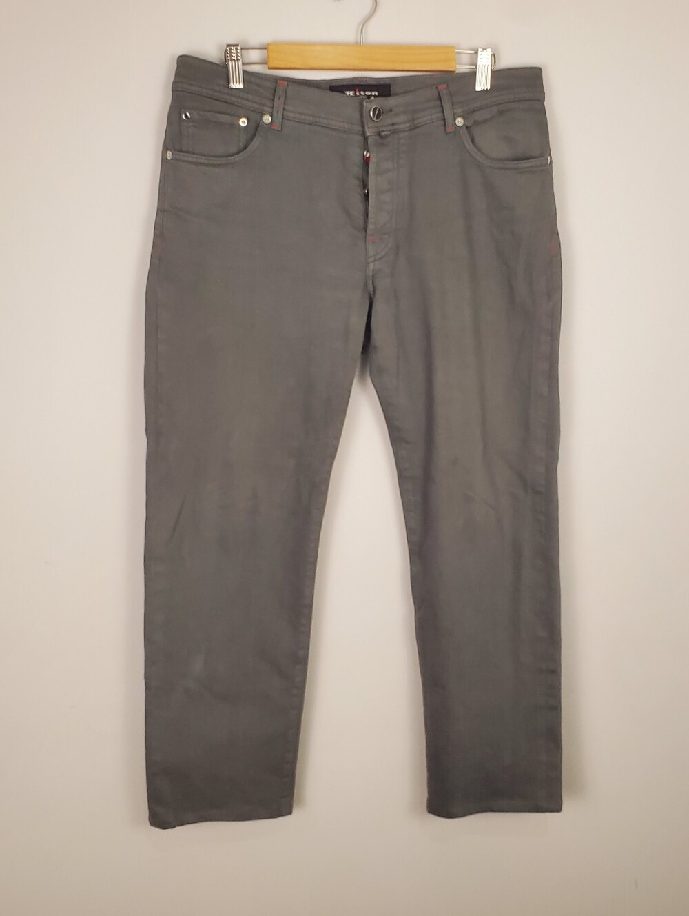Kiton Napoli Mens Gray 5 Pocket Slim Stretch Denim Cotton Jeans 36 US